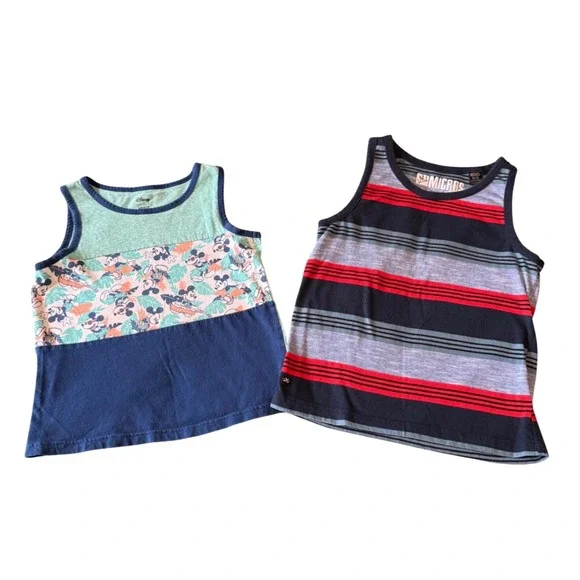 Disney Jumping Beans Mickey Mouse & Micros Striped Tank Tops Boys 5T Set of 2 - Picture 1 of 5